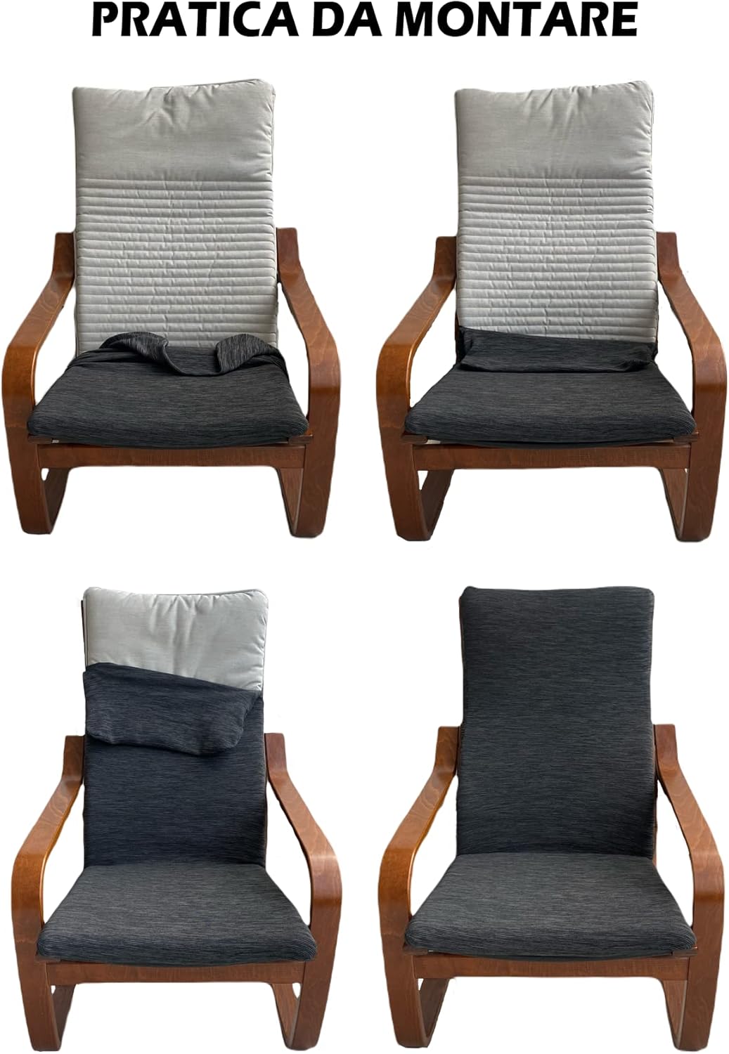 Thumbnail 2 de Dorian Home Housse de coussin pour fauteuil Poäng en maille technique élastique – noir