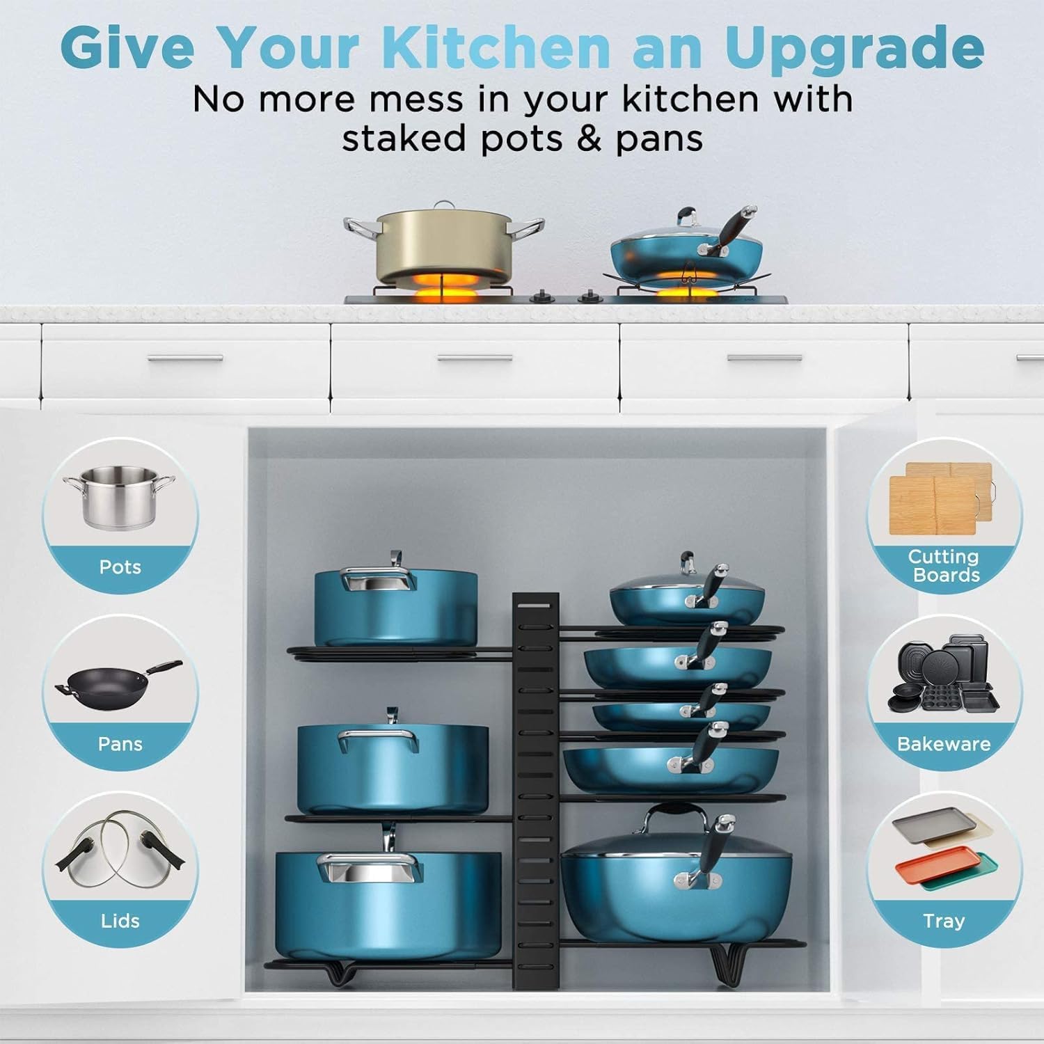 Detalle de ORDORA Pots and Pans Organizer 16.6" Rack 🍽