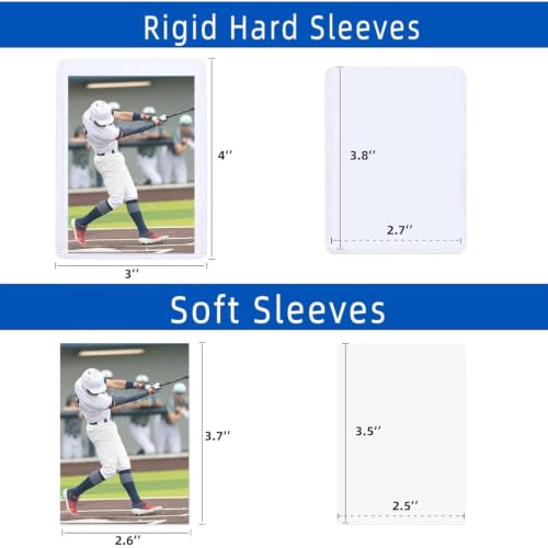 Detalle 2 de Arjiekwei 200 Card Sleeves Hard Plastic & Soft Sleeve Set (3" x 4"), 100 Hard & 100 Soft Protectors