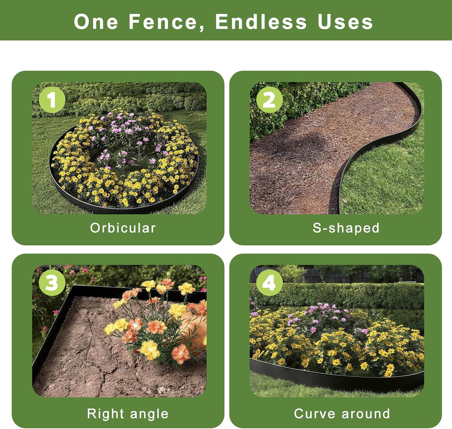 Thumbnail 4 de UISEBRT 20M Rasenkanten Metall, verzinkt, 15 cm hoch – flexible Beeteinfassung mit Zahnung & Falz (schwarz)