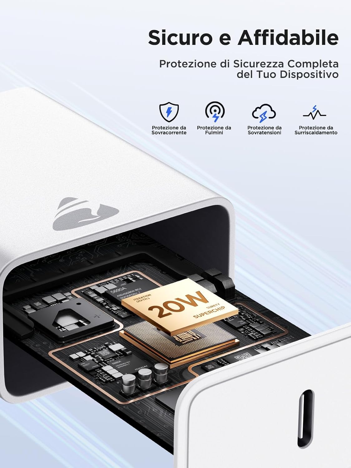 Thumbnail 4 de Caricatore USB C da 20W PD con spina USB C - Alimentatore da muro compatto per iPhone e Galaxy