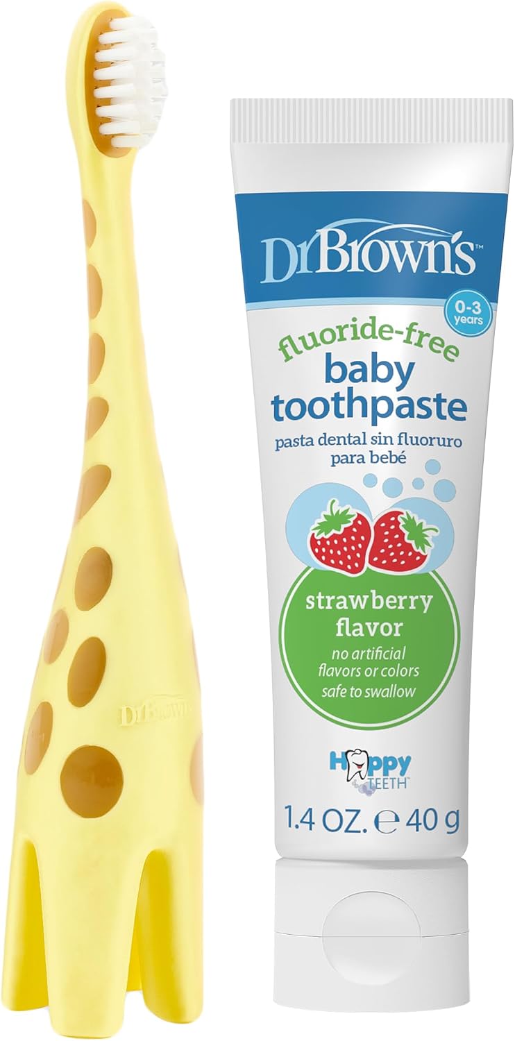 Detalle de Dr. Brown's Infant-to-Toddler Toothbrush & Giraffe Toothpaste Set