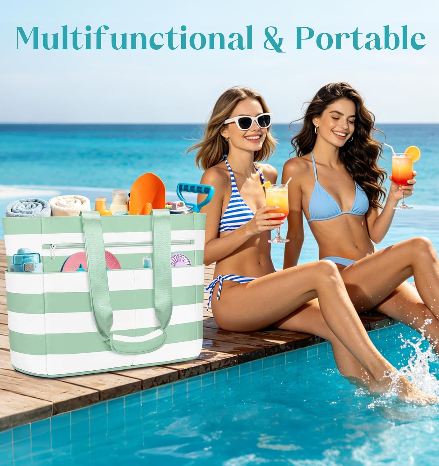 Thumbnail 6 de ENONEO Bolsa de Playa Grande XXL con Cremallera: versátil, impermeable y práctica para toda la familia