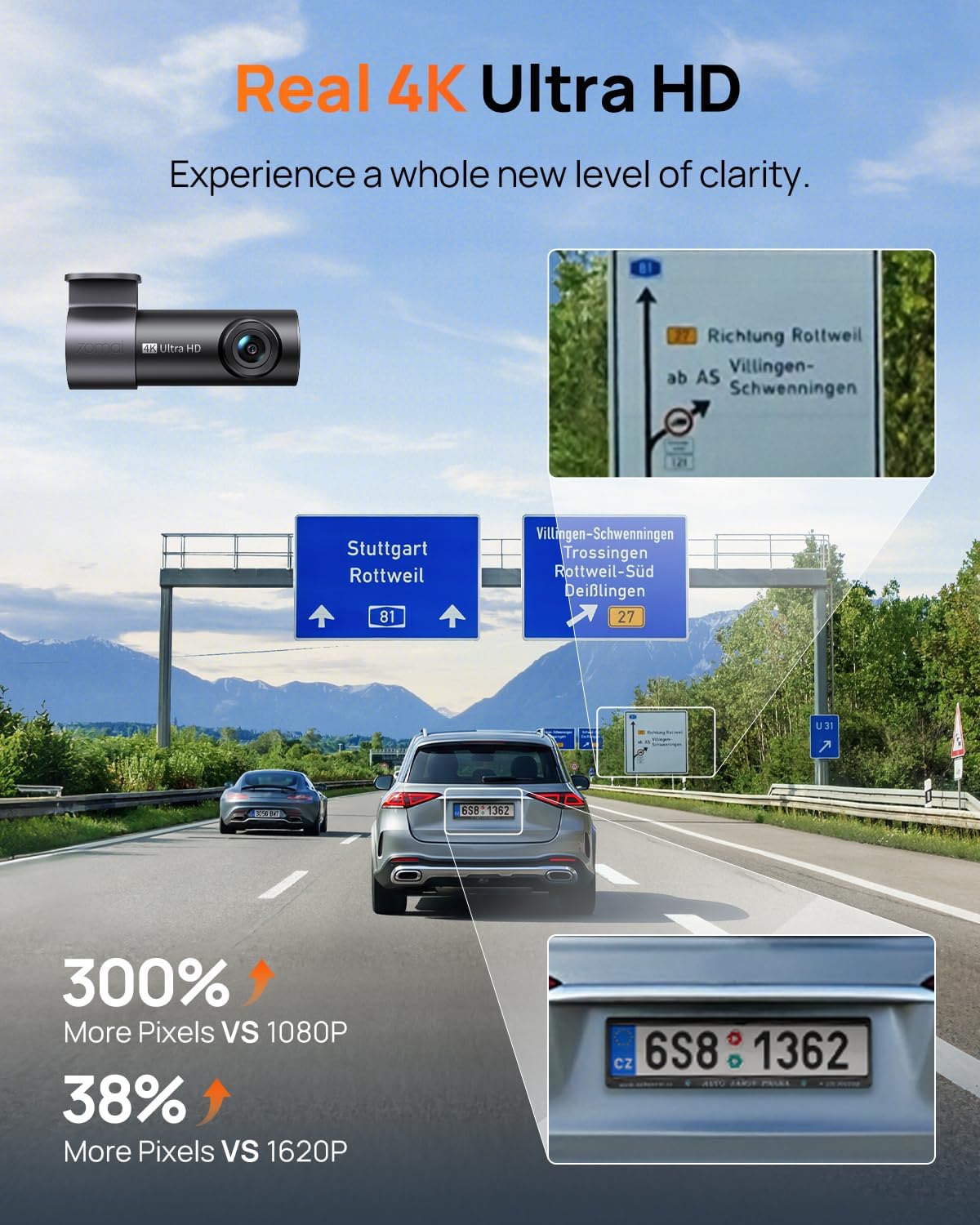 Thumbnail 2 de 70mai Dash Cam M310 Plus 4K: Compact 4K Car Camera with 360° Rotation and 210s Emergency Recording