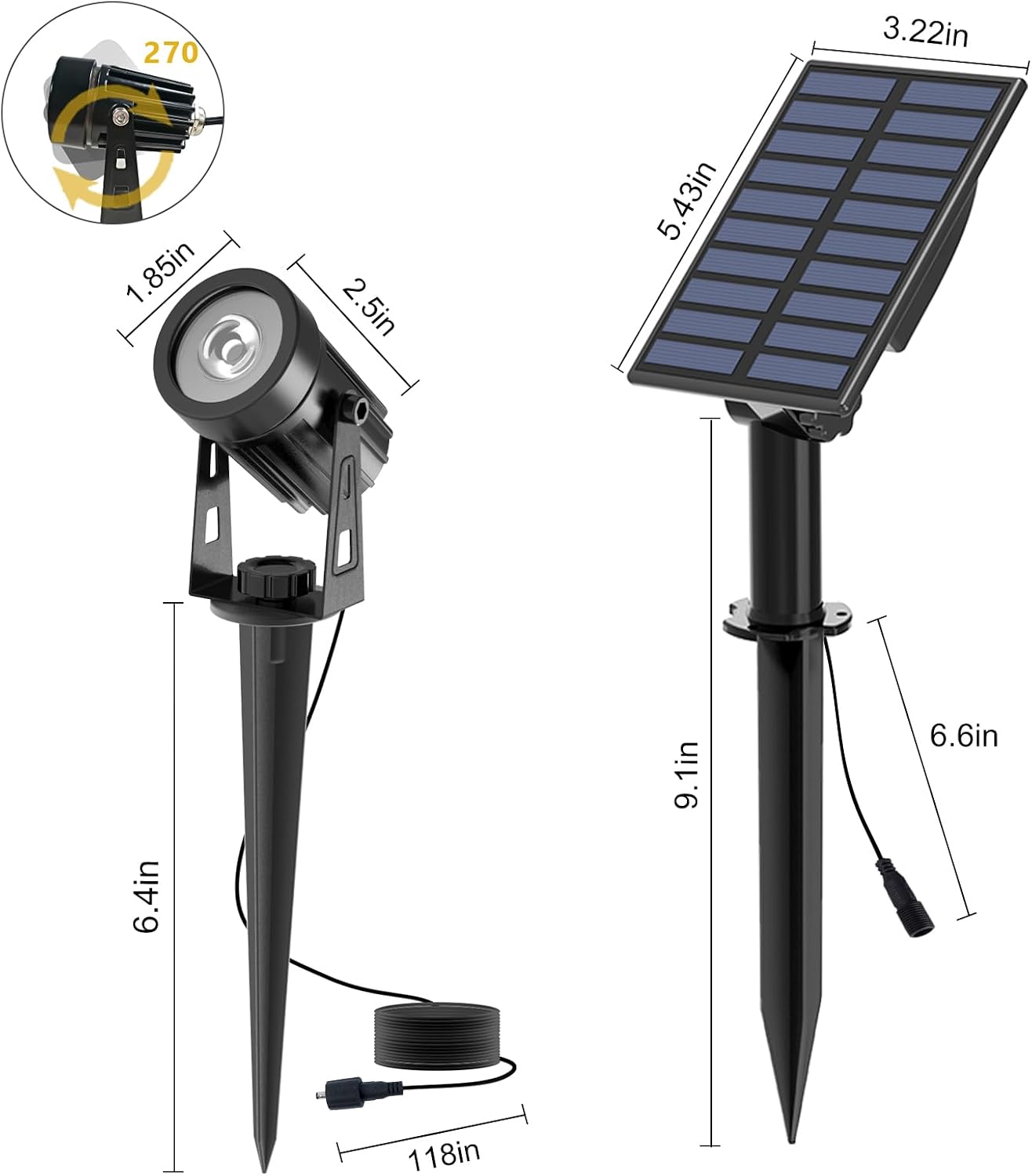Detalle de T-SUN Solar spot lights 3000K warm white