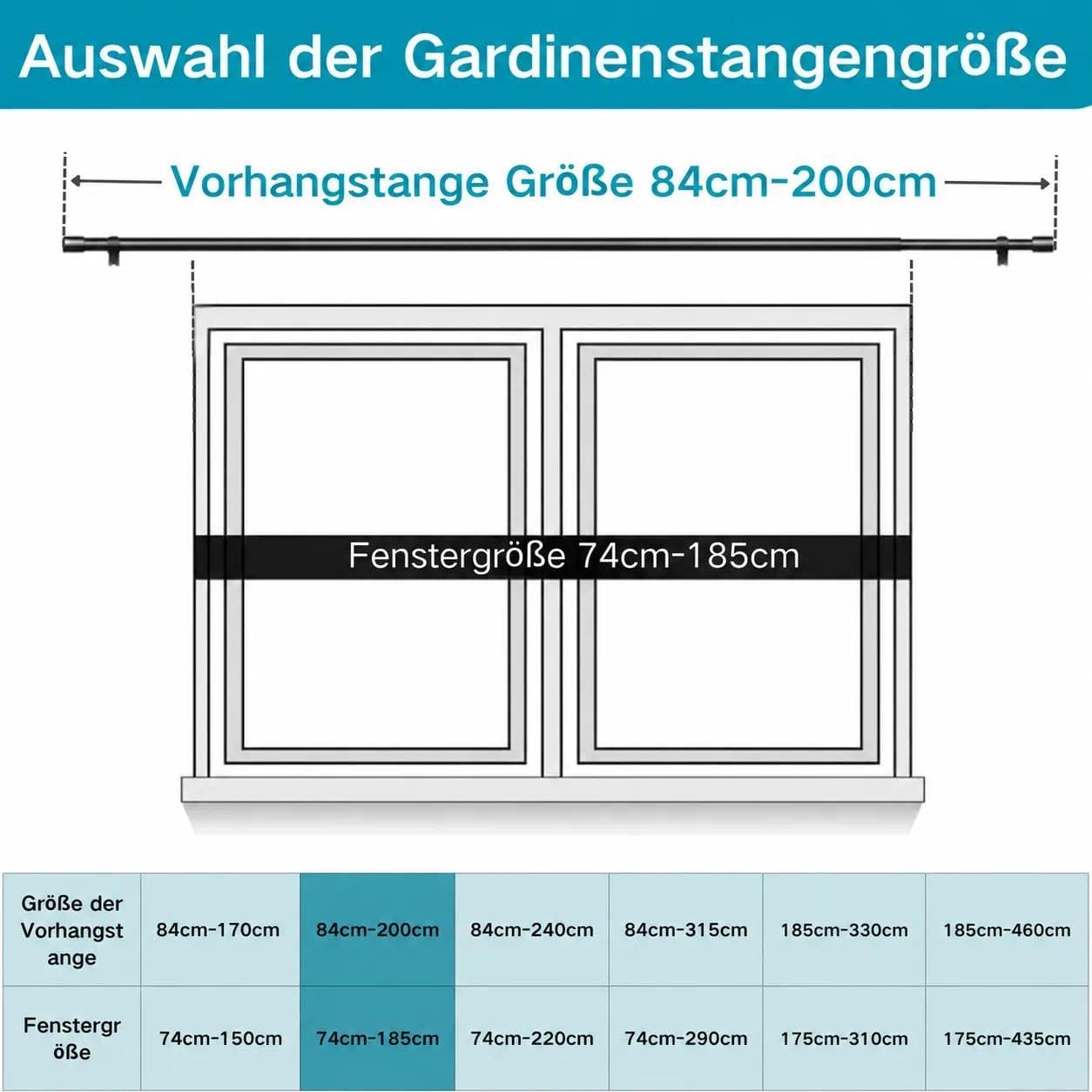 Detalle 2 de Asta telescopica per tende Aiitomg Ø25mm, 84–190 cm, bianco, con staffe robuste