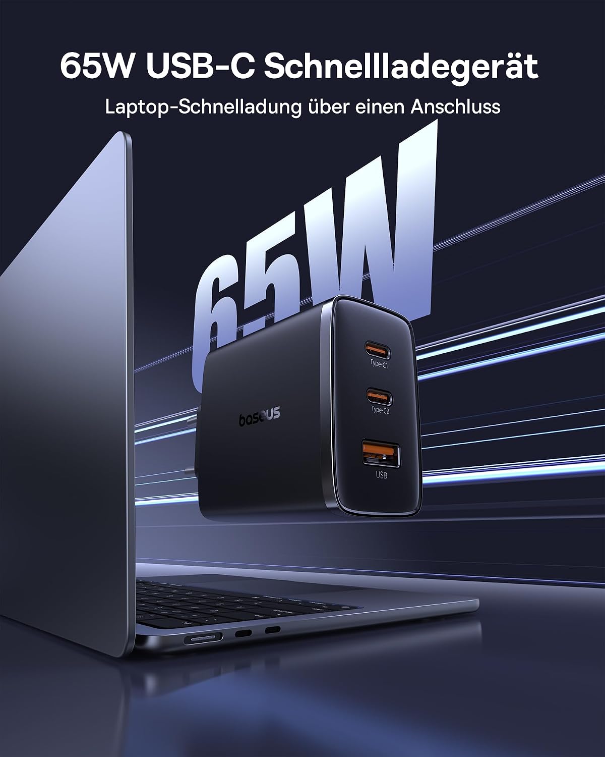 Detalle de Baseus USB C Ladegerät 65W 3‑Ports