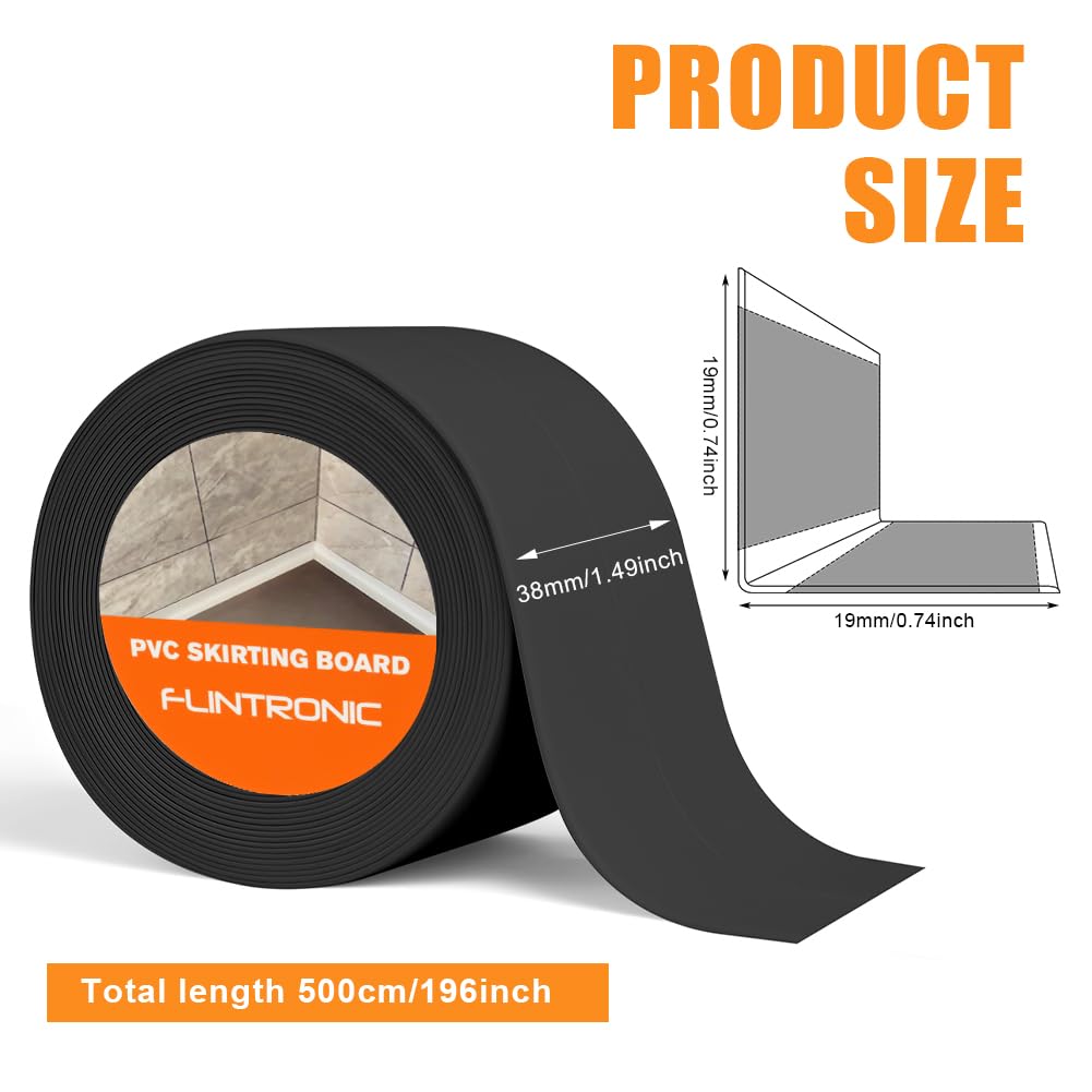Detalle 2 de Flintronic Bath Sealant Strip 5M Self-Adhesive PVC Tape (Black, 19 x 19mm) for Bathroom, Kitchen and More