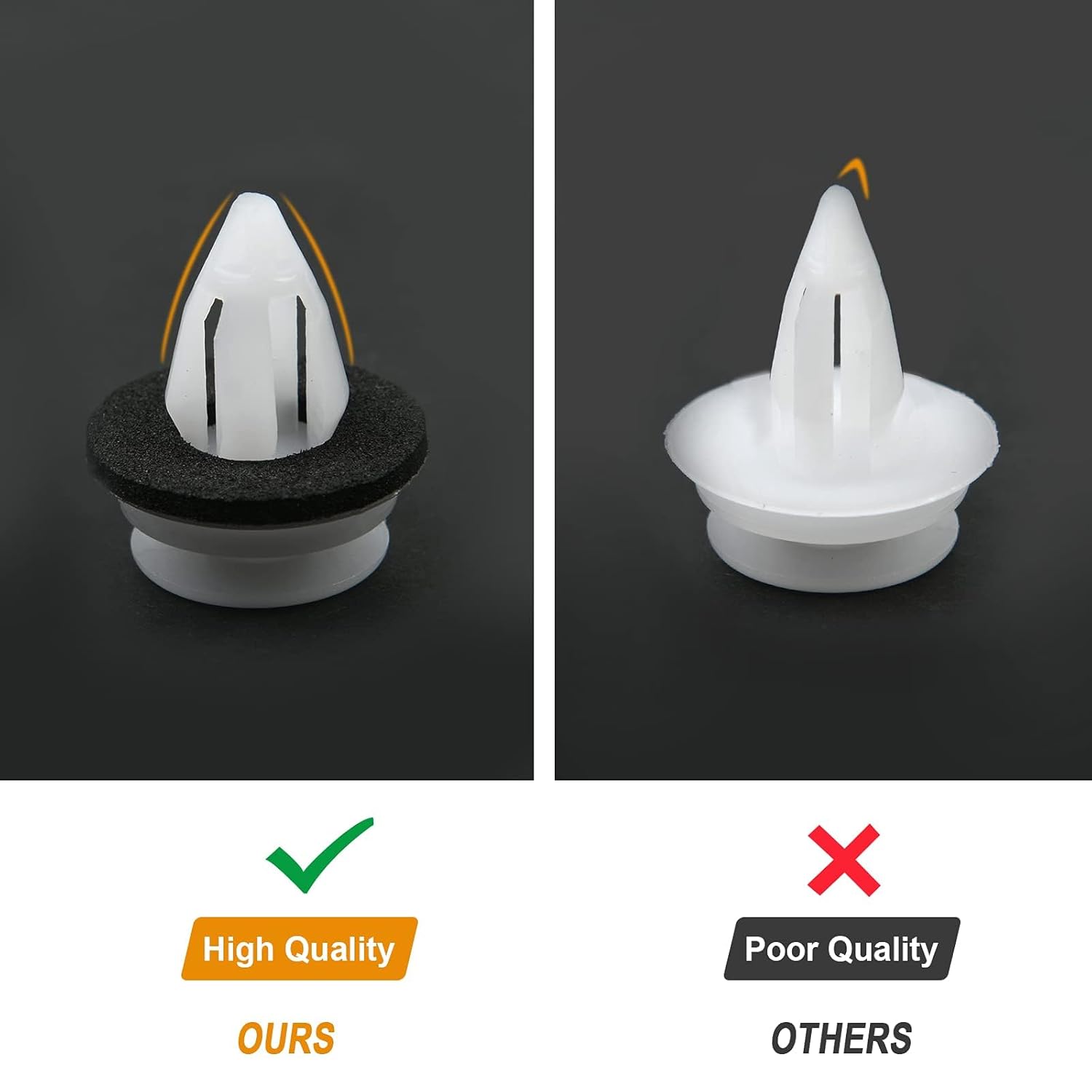 Detalle de URAQT set da 50 clip e rivetti in plastica universali per fissaggio pannelli auto e portiere