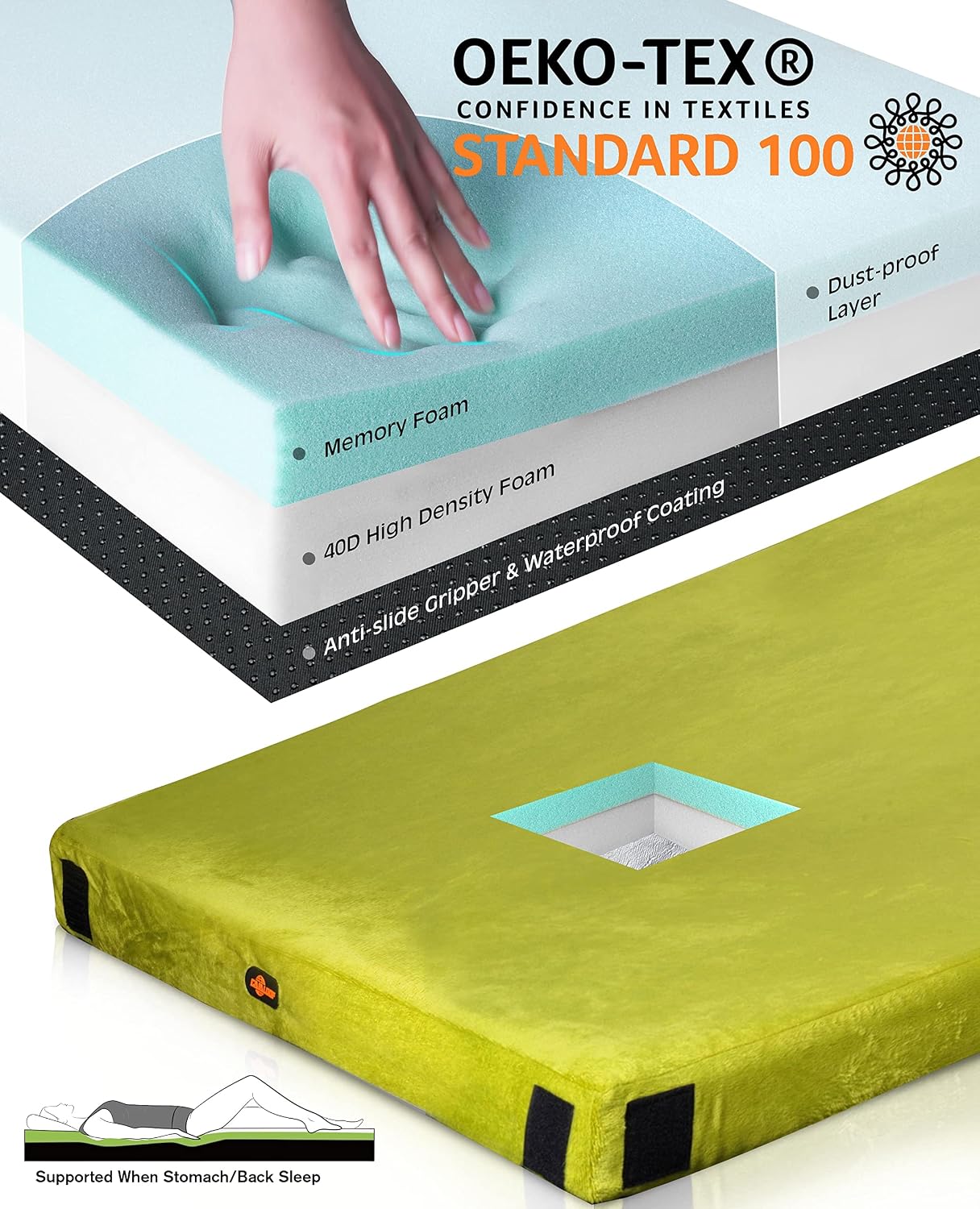 Detalle de GAIALOOP 3 Inch Memory Foam Mattress