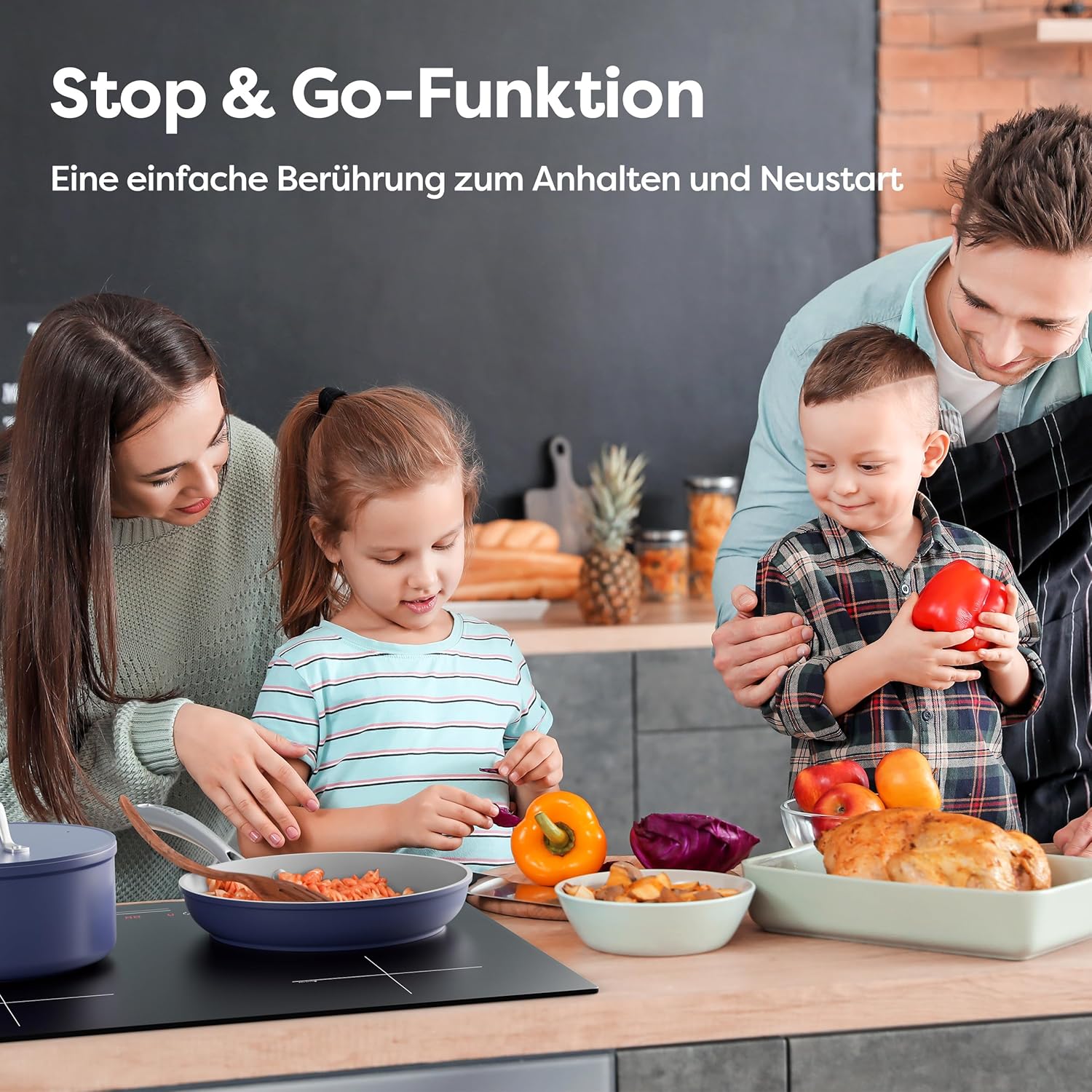 Detalle 2 de CIARRA CBBIH4B Induktionskochfeld 60 cm, 4 Zonen mit Power Booster & Touch-Bedienung