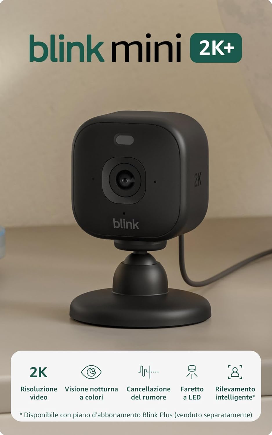 Detalle de Blink Mini 2K+ videocamera 4x di sicurezza