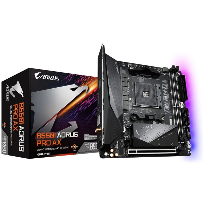 Detalle de Gigabyte B550I Aorus Pro AX placa mini‑ITX