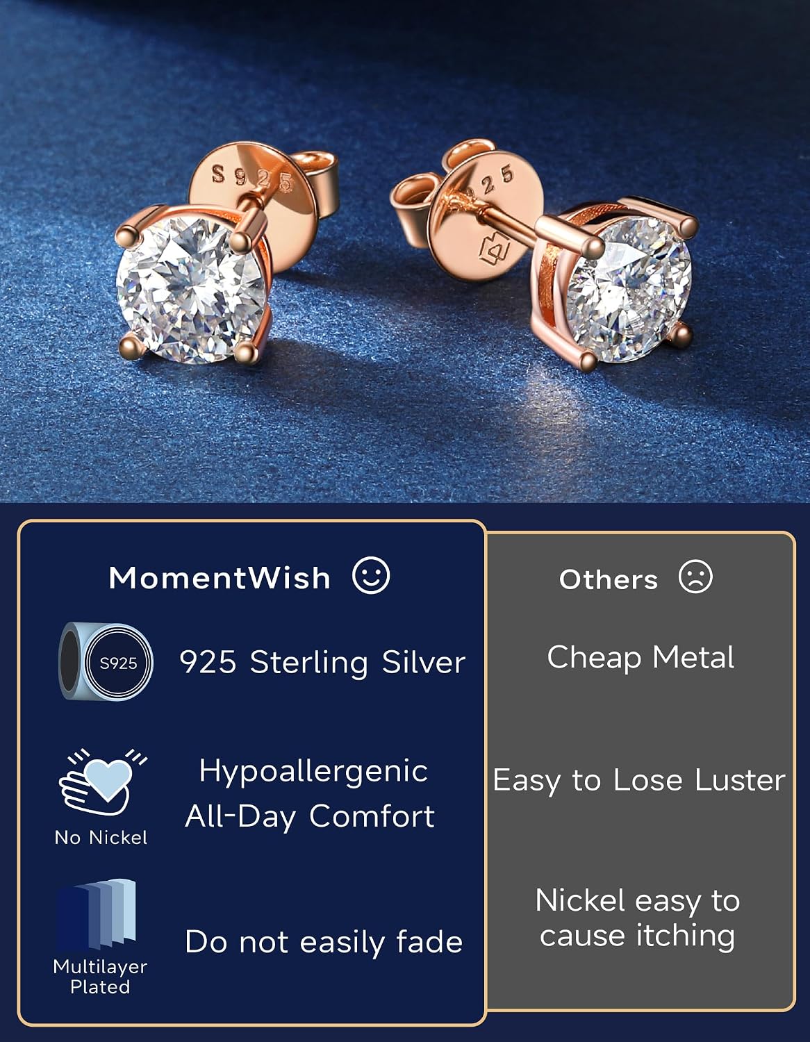 Thumbnail 4 de MomentWish Moissanite 6,5 mm boucles d'oreilles