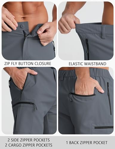 Detalle 2 de APTRO Mens Cargo Hiking Shorts: Lightweight Outdoor Shorts with 5 Zipper Pockets – Dark Grey (L)