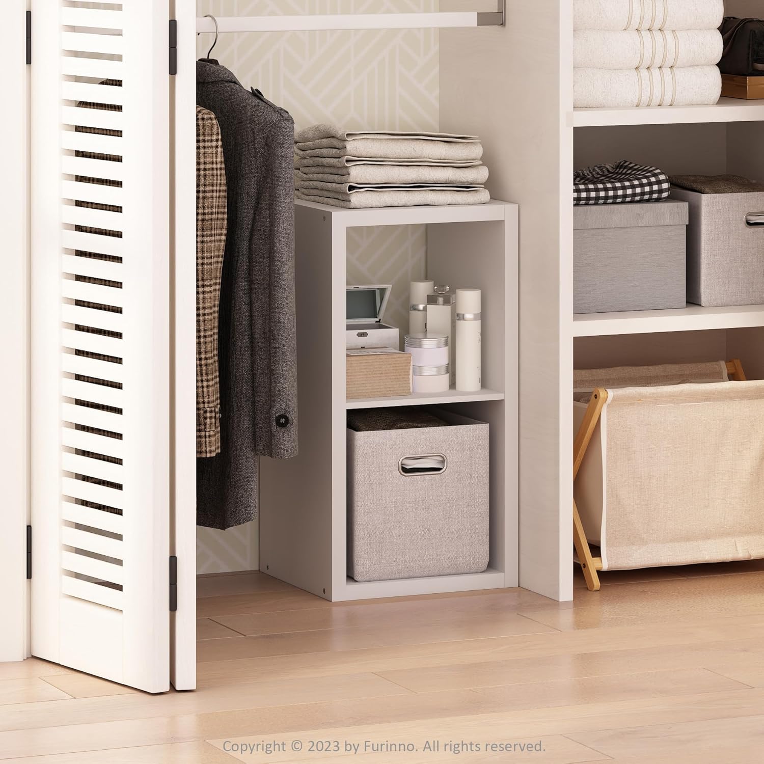 Detalle de Furinno Cubic Scaffale Organizzatore Multiuso Aperto per Abbigliamento e Armadio, 2 Cubi, Bianco
