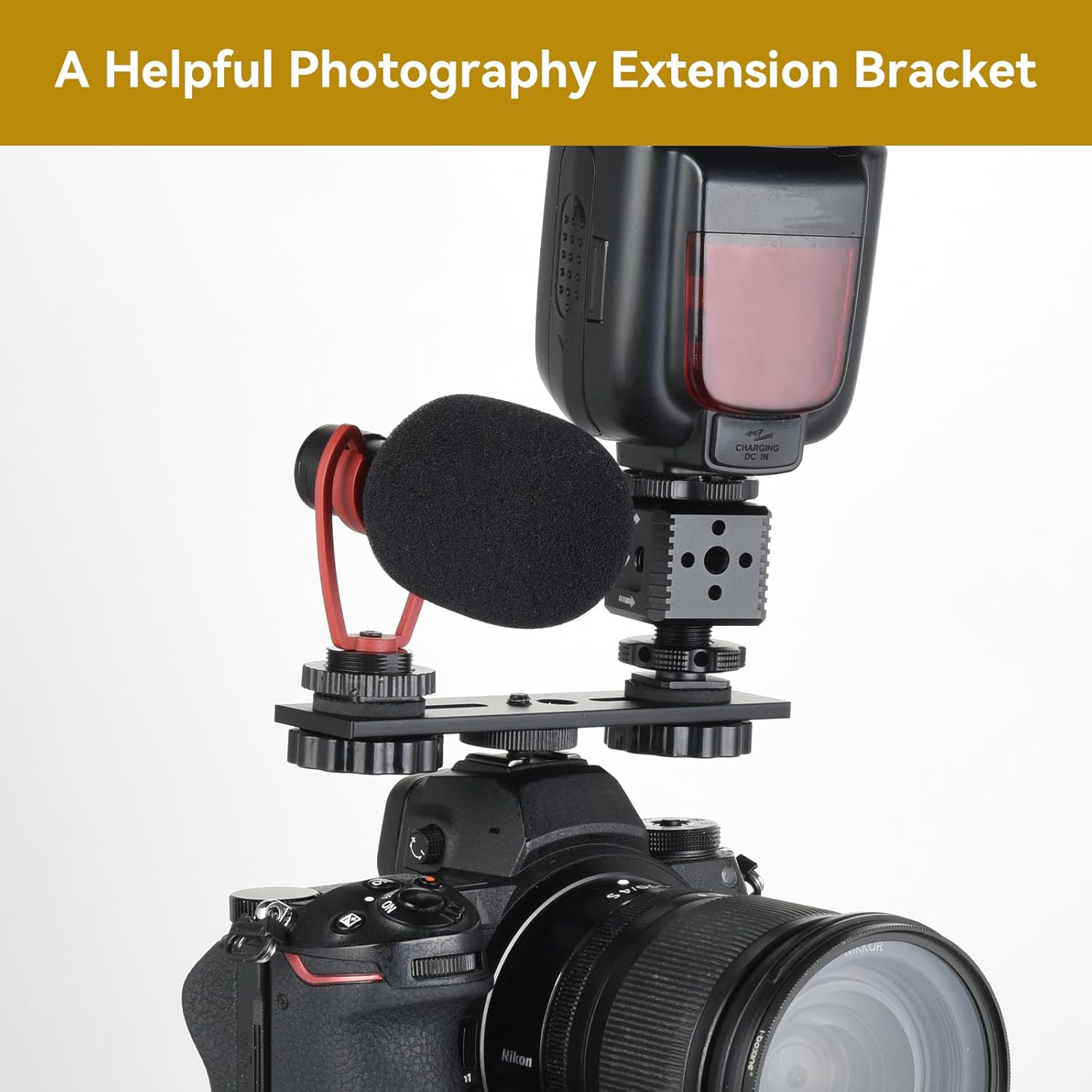 Detalle de UTEBIT 5'' Dual Flash Mount: Aluminium 12.7 cm Double Hot Shoe Rail