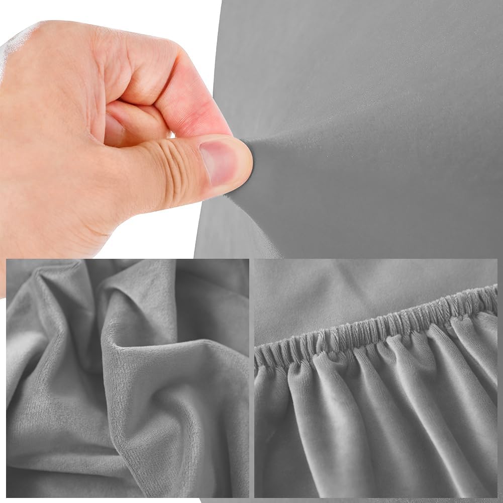 Thumbnail 1 de Caijin Copertura per testiera in velluto elasticizzato grigio chiaro (180–200 cm)