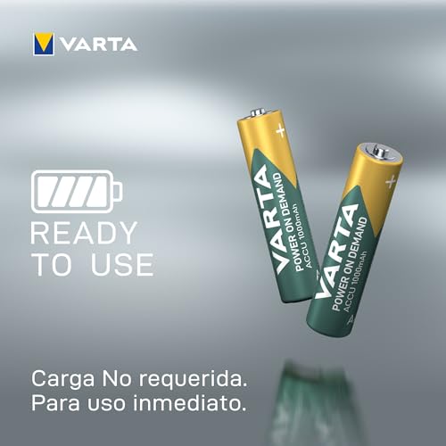 Detalle de VARTA Rechargeable Ready2Use ACCU AAA 1000 mAh – Pack de 4 pilas recargables