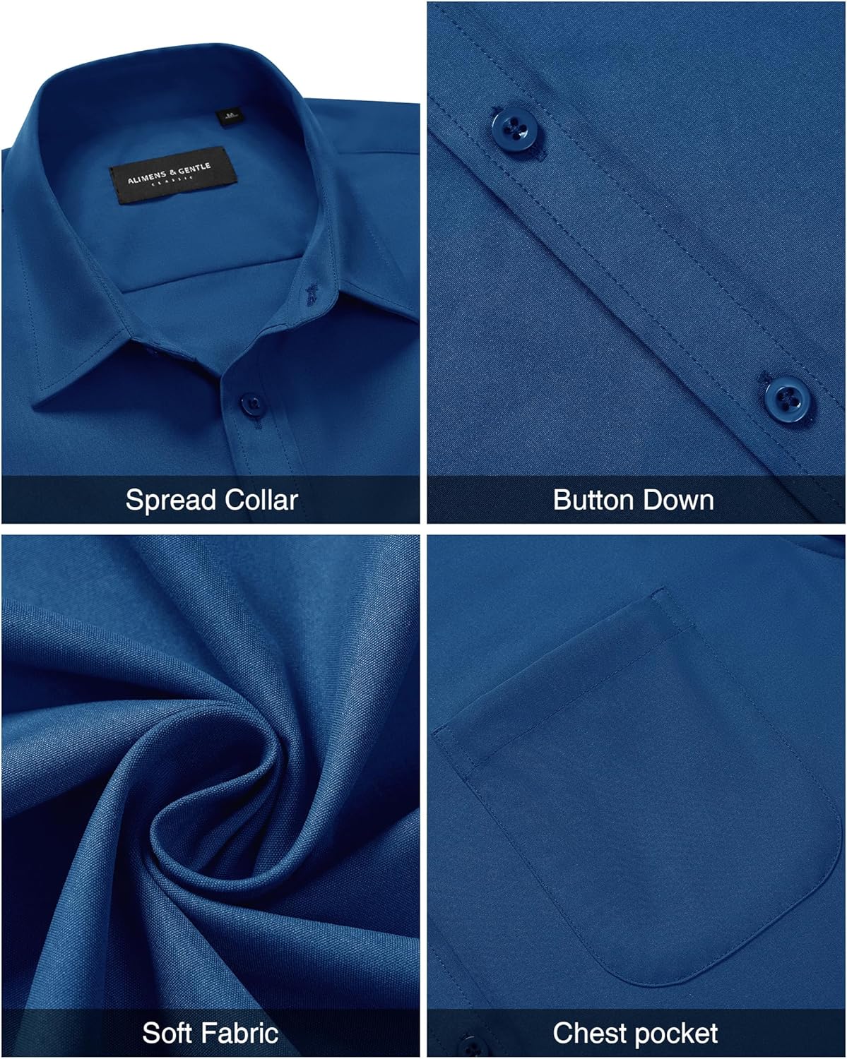 Thumbnail 4 de Alimens & Gentle Men’s Short Sleeve Wrinkle-Free Button-Down Dress Shirt (Untucked)