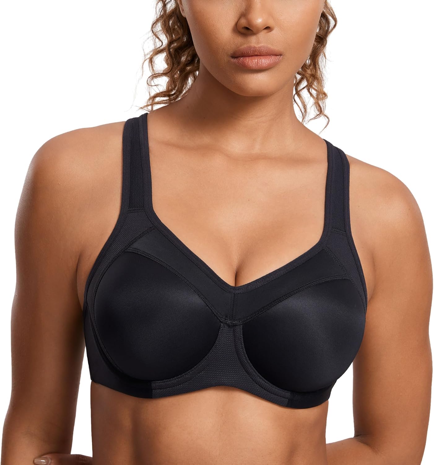 Detalle de SYROKAN Women’s High Impact Sports Bra with Underwire, Full Support Padded Racerback