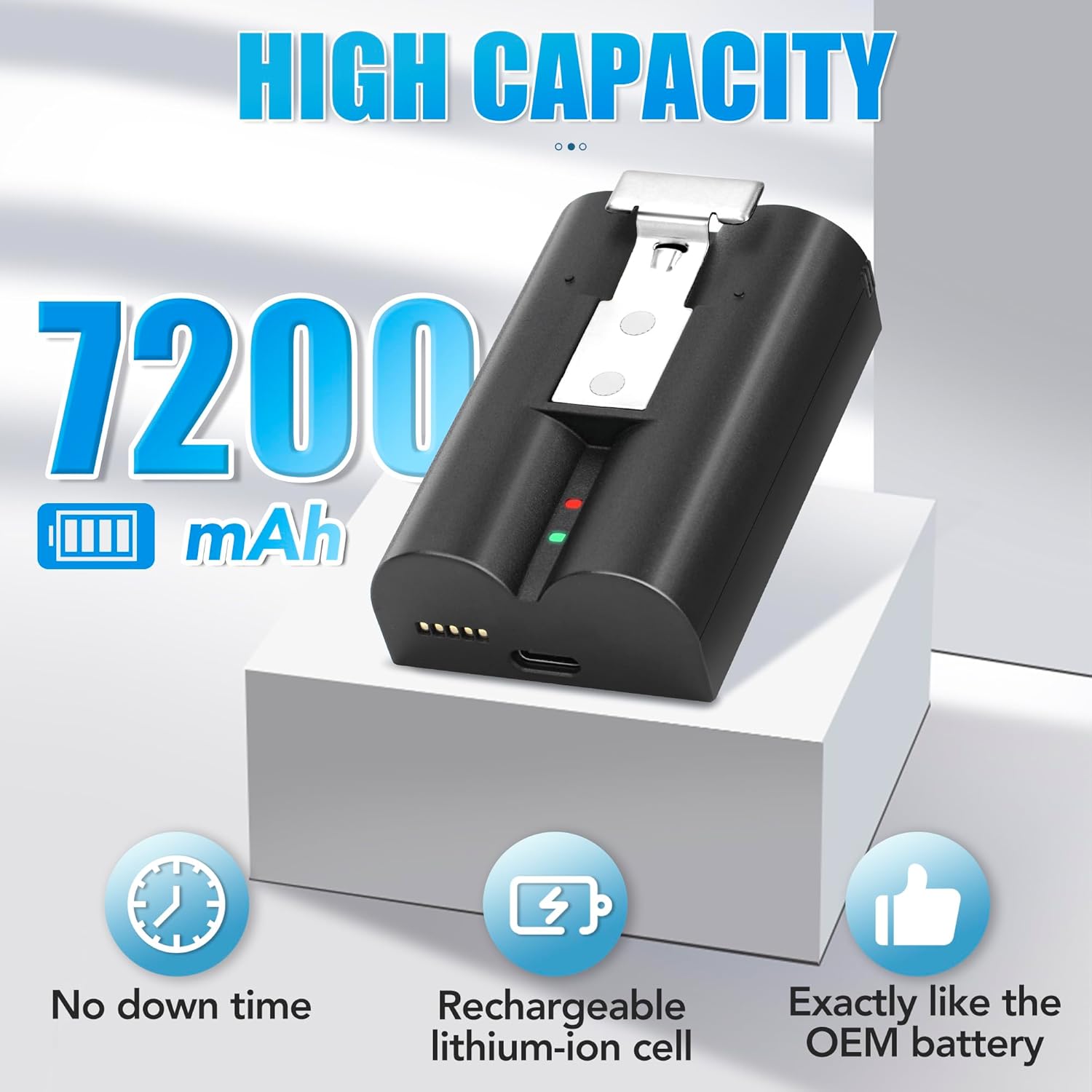 Detalle 2 de 7200mAh Replacement Battery 2-Pack for Ring Quick Release Battery Pack V4 (with LED dual dock) – Charger Station included