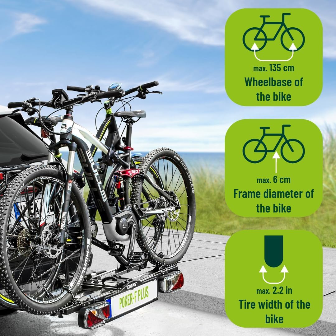 Thumbnail 2 de EUFAB 12012LASON Fahrradträger Poker-F Plus – 2 Fahrräder, abschließbar, E-Bike-tauglich, vormontiert