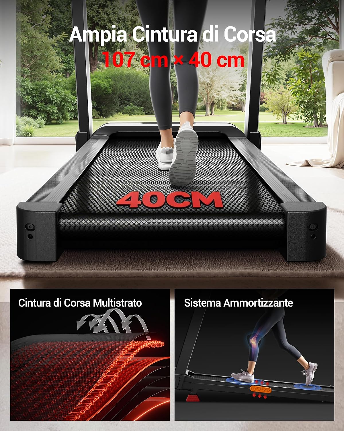 Detalle de CURSOR Tapis Roulant Salvaspazio con Pendenza 16% e 14 km/h – 3.5HP, 180 kg