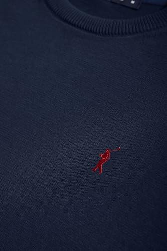 Detalle 2 de Polo Club Maglione Uomo Basico Blu 100% Cotone con Logo Ricamato