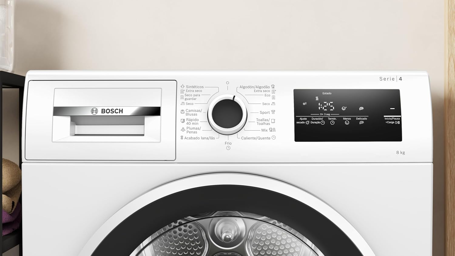 Detalle de Bosch WTR83200ES Secadora con bomba de calor 8 kg
