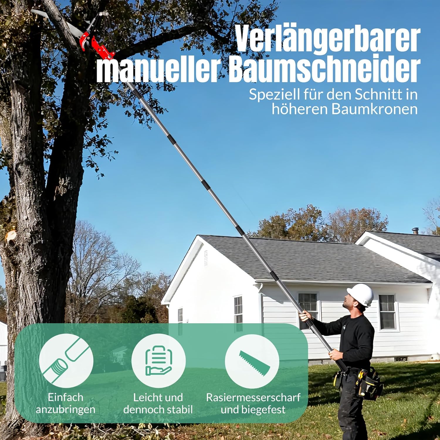 Thumbnail 1 de Walensee 2-in-1 Telescopic Tree Pruner & Saw (4.3 m) with 10-Piece Extendable Pole