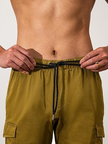 Detalle 2 de Elegancity Kurze Cargo-Hosen Herren Khaki, XL – Freizeithose mit Regular Fit