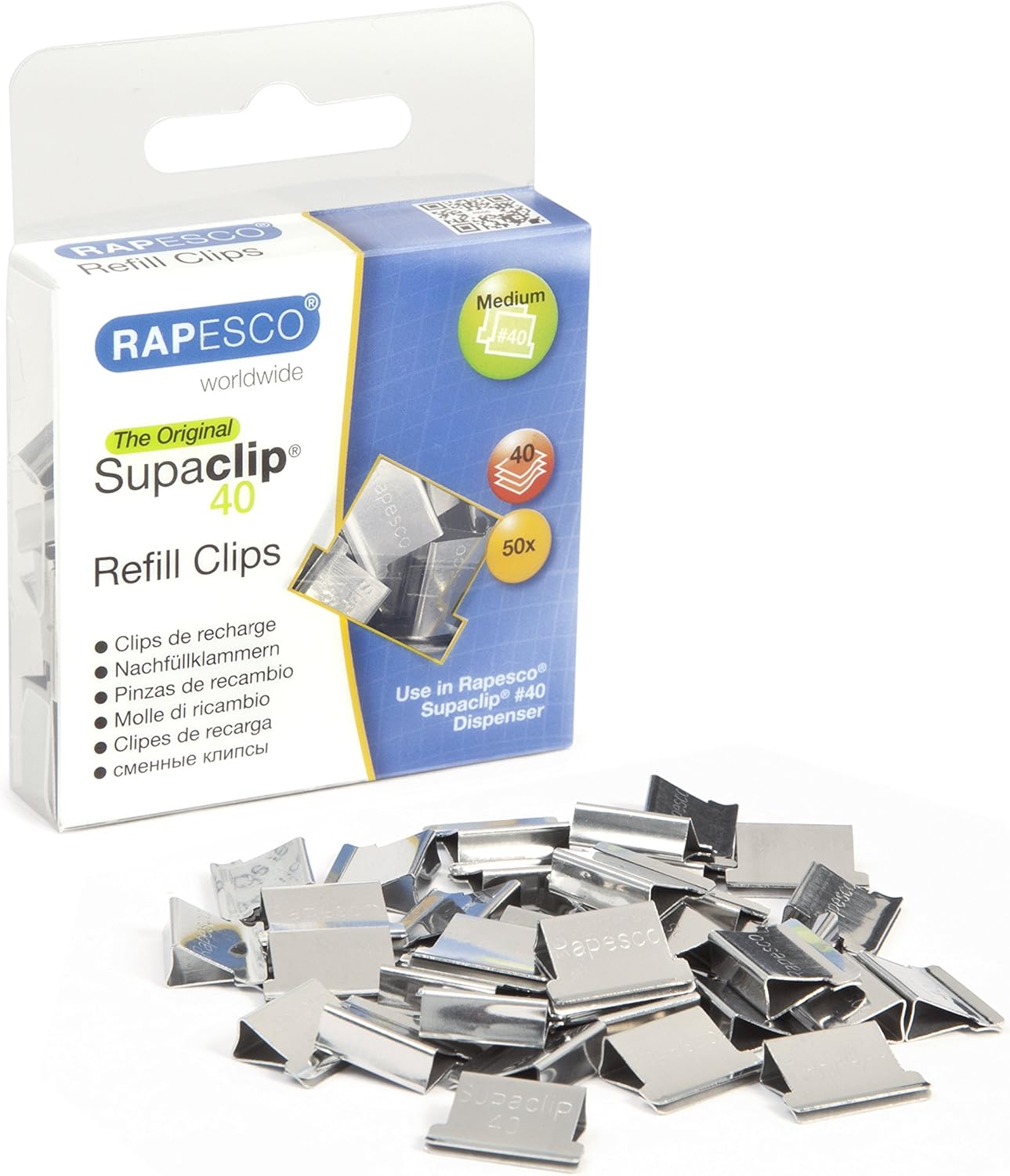 Detalle 1 de Rapesco Supaclip 40 – 350 mollette di ricarica in acciaio inossidabile per dispenser