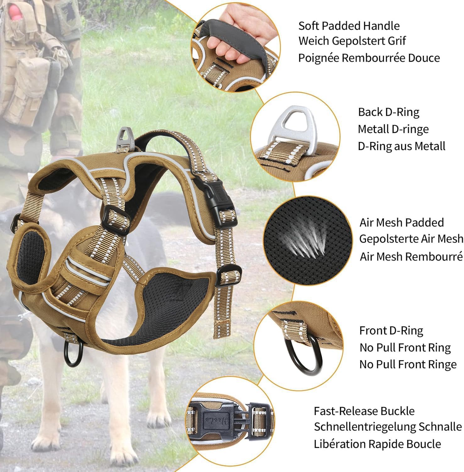 Detalle 2 de HEELE Dog Harness L adjustable no-pull padded harness