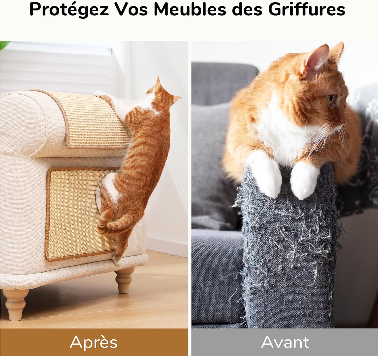 Thumbnail 5 de FUKUMARU Griffoirs pour Chats en sisal naturel 60 x 40 cm – lot de 2 tapis de grattage muraux ou au sol
