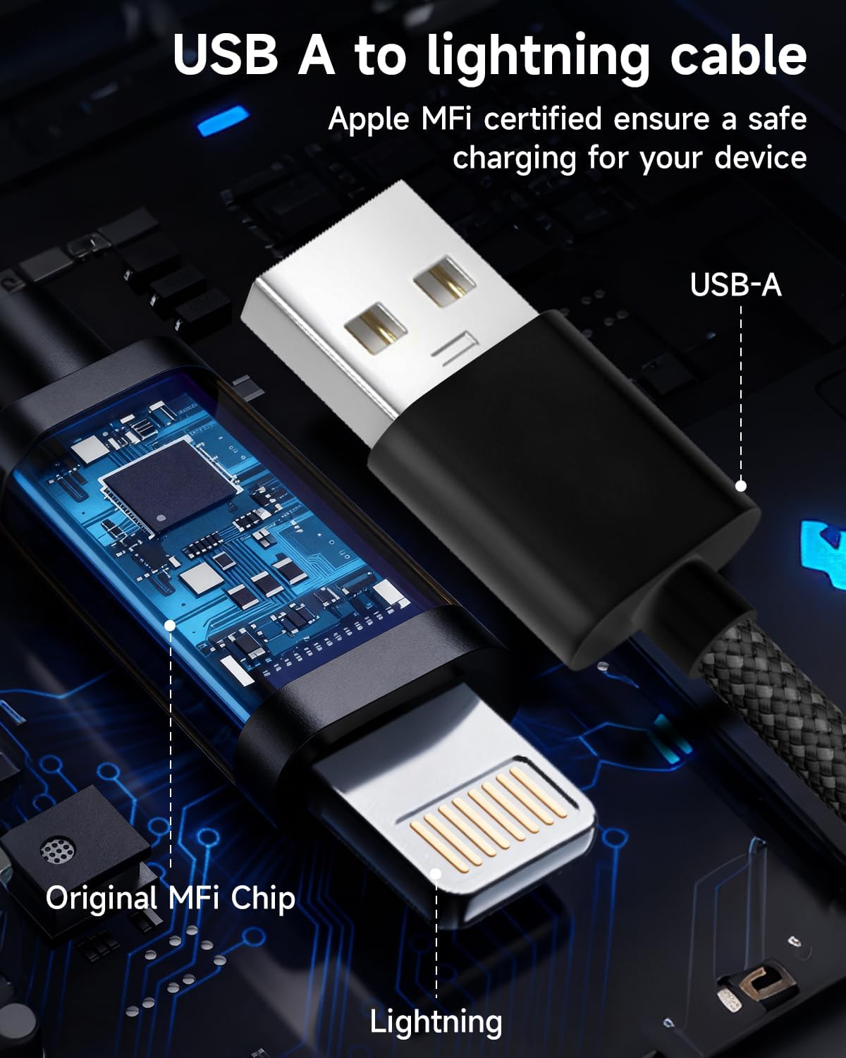 Thumbnail 1 de Cable iPhone 2M certifié MFi Lot de 2
