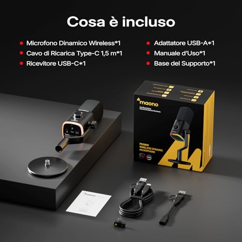 Thumbnail 7 de MAONO PD100W Microfono Gaming Wireless: libertà, controllo e colore per streaming
