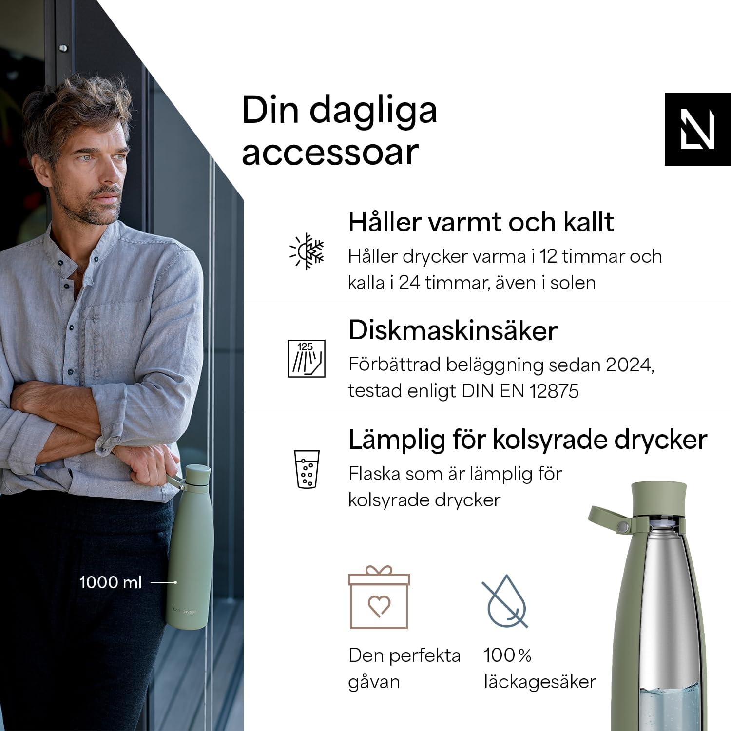 Thumbnail 1 de LARS NYSØM Nåde NAD-4-SAGGRE vattenflaska 750 ml i stål, vakuumisolerad