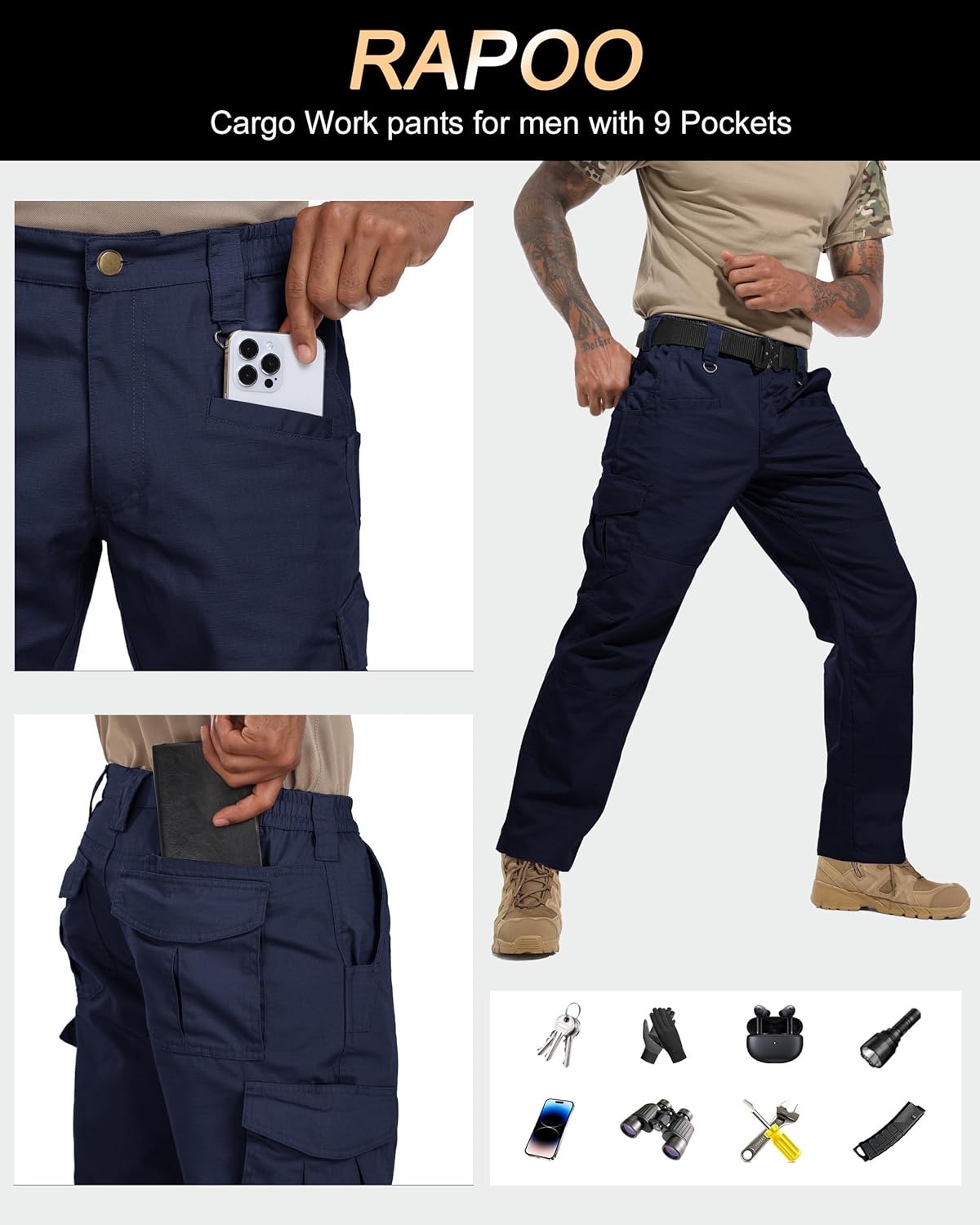 Thumbnail 4 de Rapoo Ripstop Cargo Tactical Pants, 9 pockets