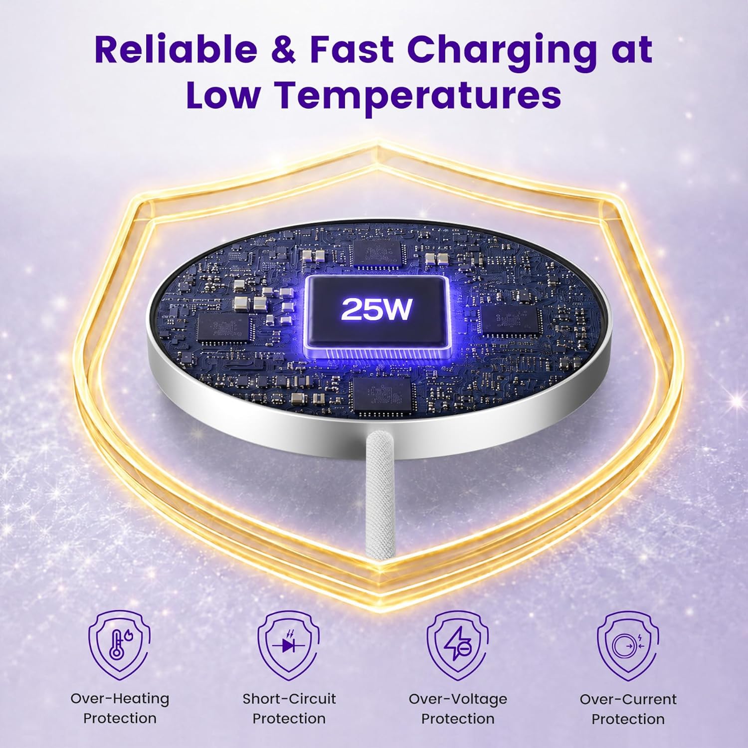 Detalle de 25W Magnetic Wireless Charger: Qi2.2 Fast Charging Pad (2-Pack) for iPhone, Pixel, Galaxy, AirPods – Travel-Ready Magnetic Charging