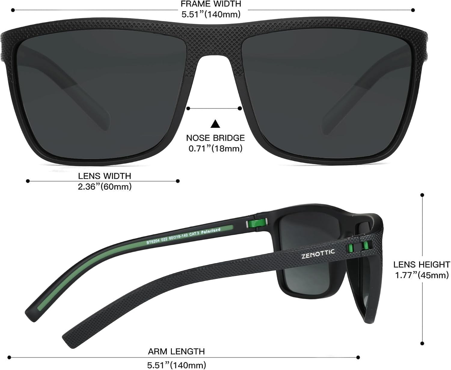 Detalle de ZENOTTIC Sonnenbrille Herren Polarisiert, TR90 Rahmen, UV400 Schutz
