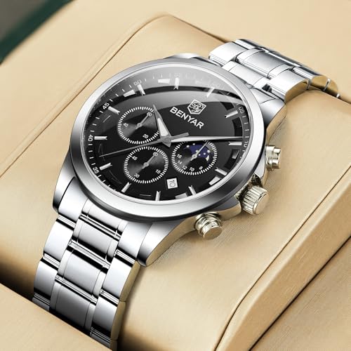 Thumbnail 7 de Reloj cronógrafo analógico BENYAR para hombre, impermeable 3 ATM y con iluminación