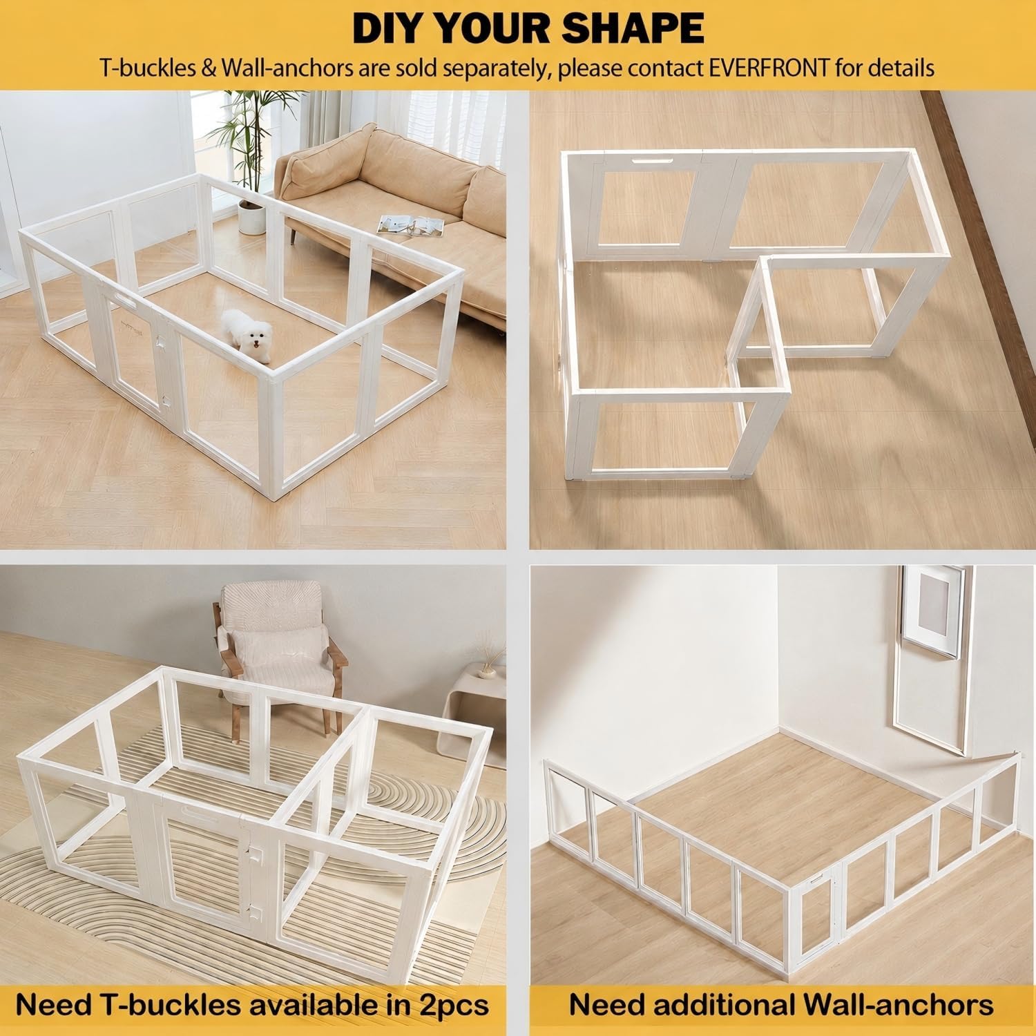 Detalle de Everfront Clear Acrylic Dog Playpen Indoor (60cm, 10 Panels)