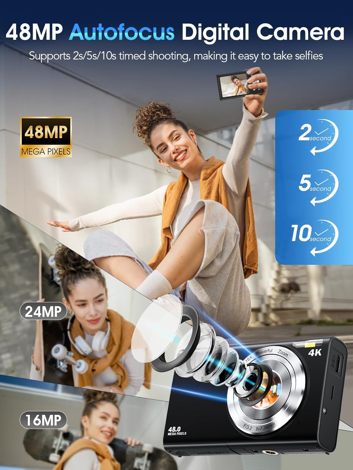 Detalle 2 de 48MP 4K Vlogging Camera with 16X Zoom