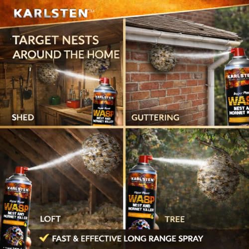 Detalle de Karlsten Hyper Power Wasp Nest Killer & Hornet Killer 600 ml – Long Range 5 Metre Spray