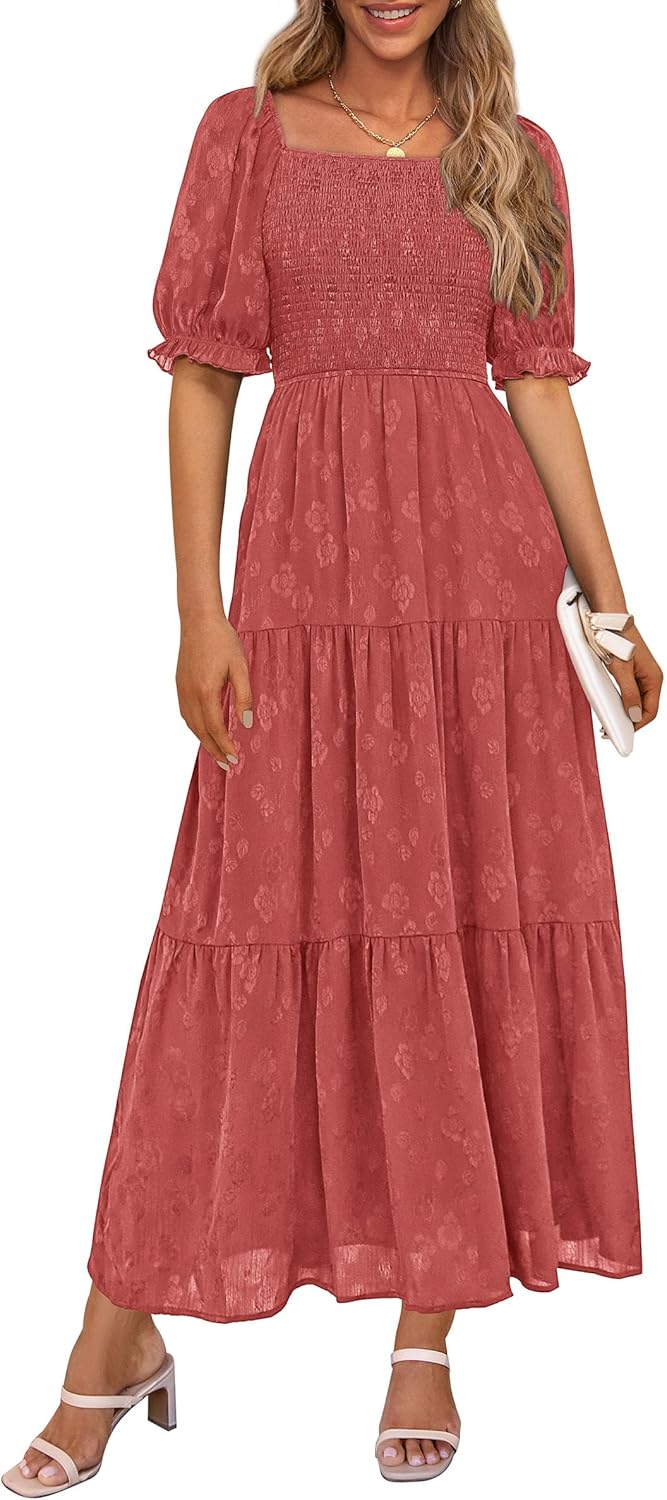 Thumbnail 6 de PRETTYGARDEN square neck midi dress with pockets