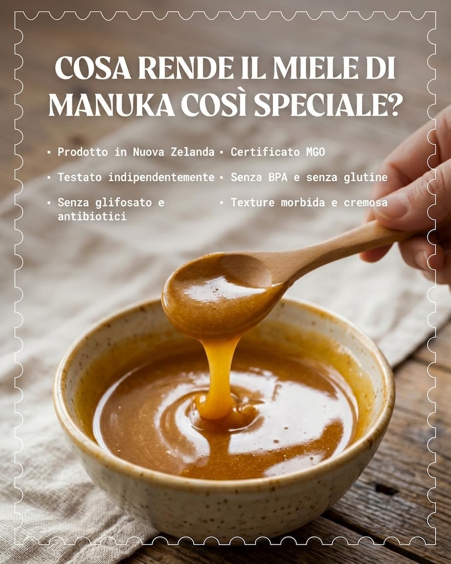 Thumbnail 3 de NaturalePiù Miele di Manuka RAW 400+ MGO da 250 g (attivo, puro e naturale) provenienza Nuova Zelanda