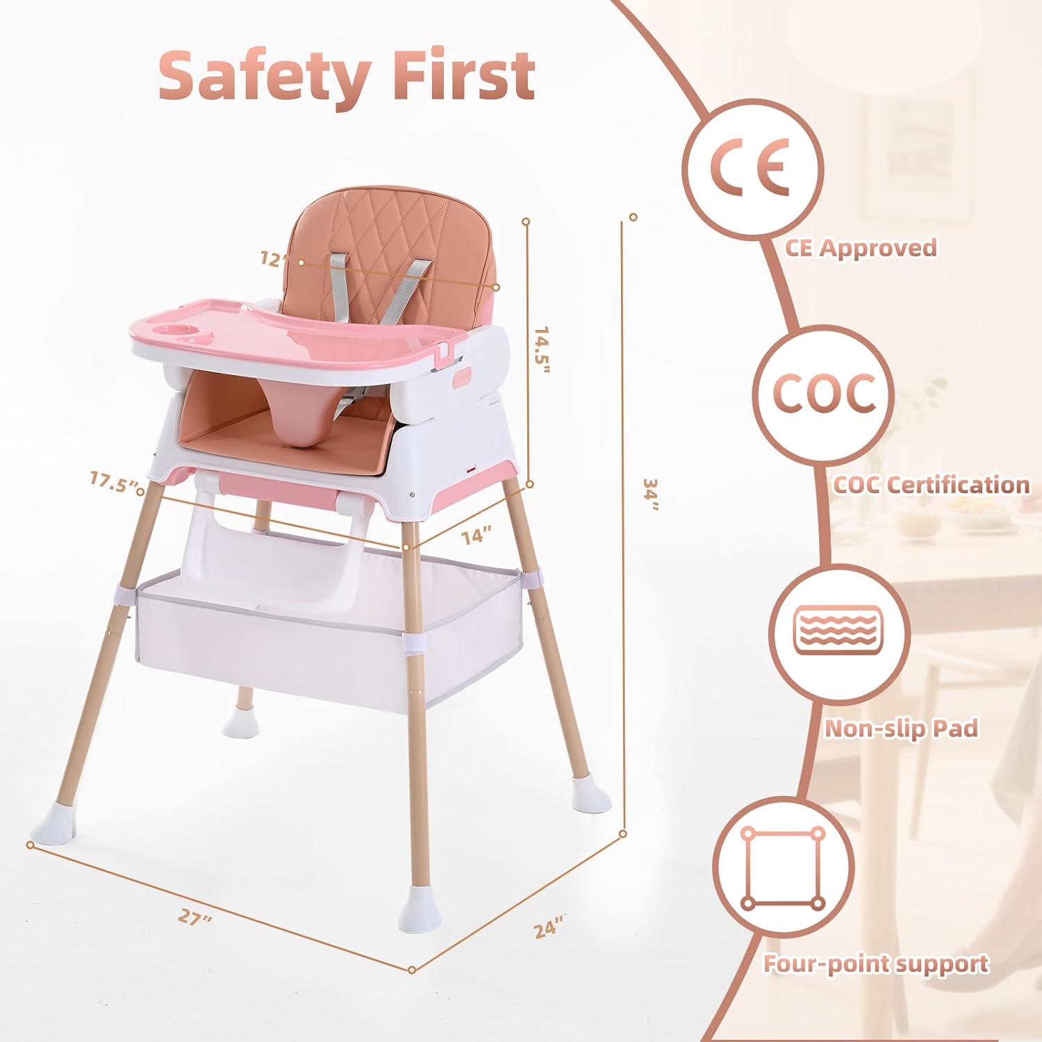 Detalle de High chair booster 3 in 1 for 6 months