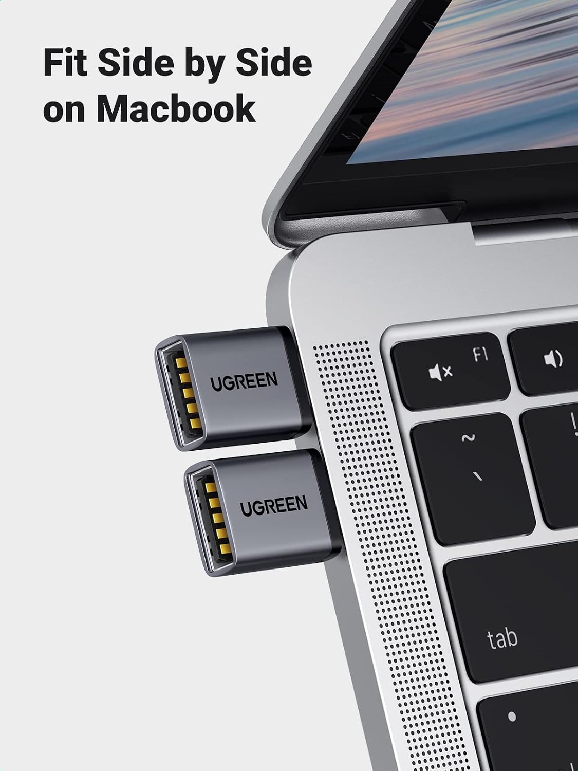 Detalle 2 de UGREEN USB to USB-C Adapter, 10Gbps Data Transfer, Black Aluminium