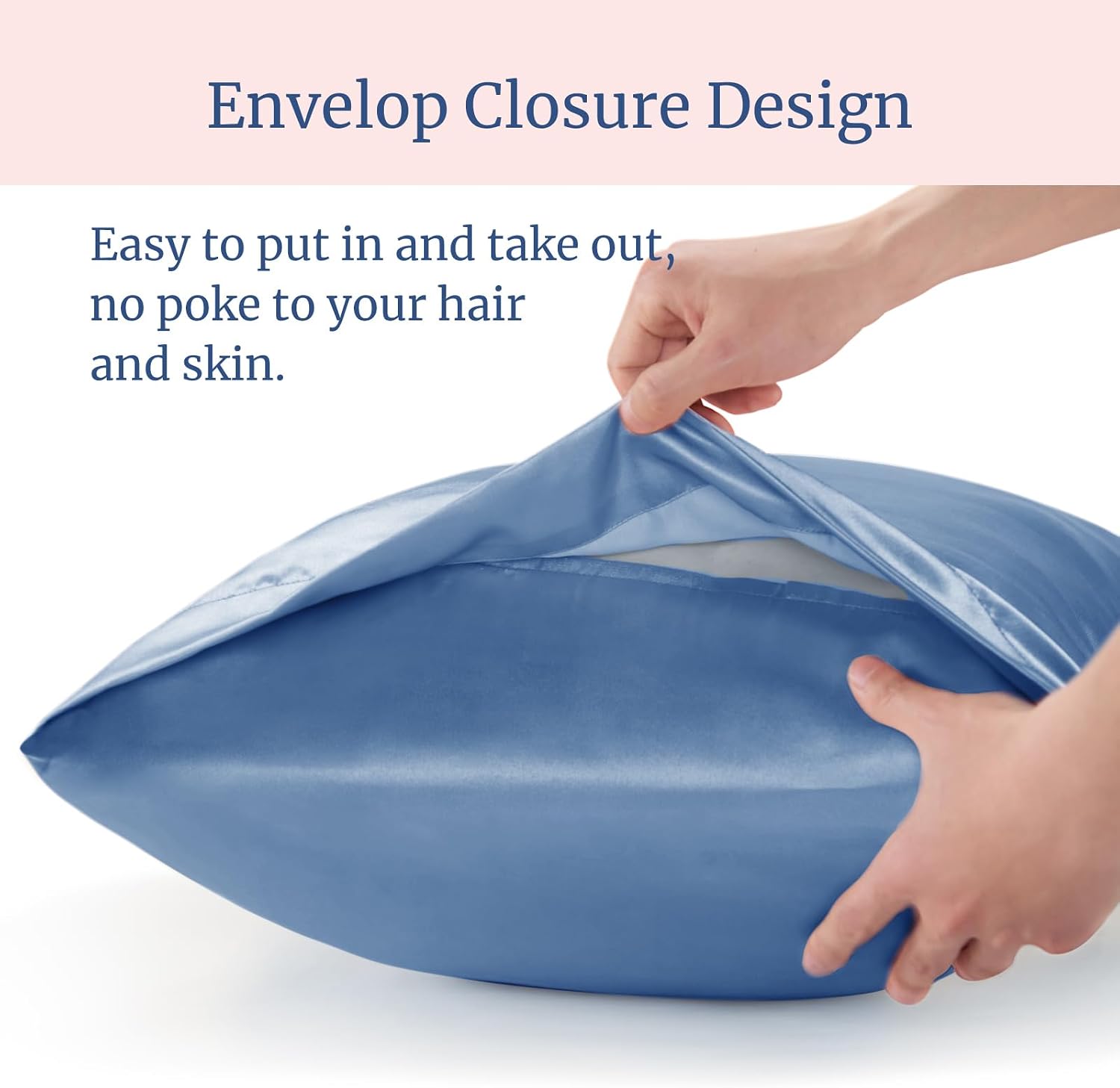 Detalle 2 de BEDELITE BEUSA11M057 Satin Pillowcases, Standard 20 x 26 Inch, Airy Blue, Set of 2